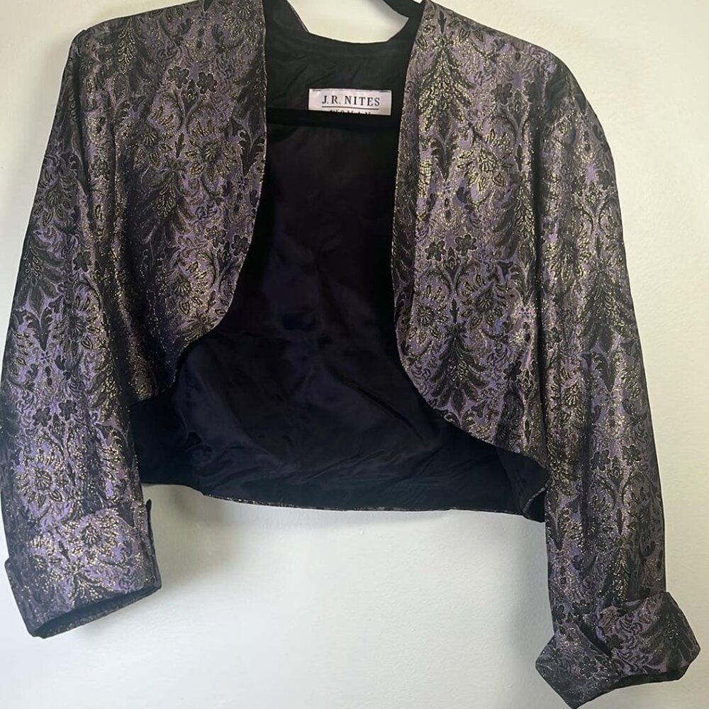 J.R. Nites Woman Purple & Black Metallic Bolero Jacket Whimsy Goth FairyFormal